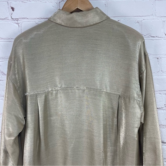 𝅺Ellen Tracy Gray Linen Blend Button Front Relaxed Tunic Size 8 - Picture 9 of 13